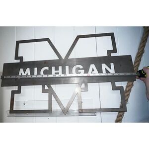 Michigan Wolverines Block M Steal Wall Art Steel Sign Industrial Decor 23 inch